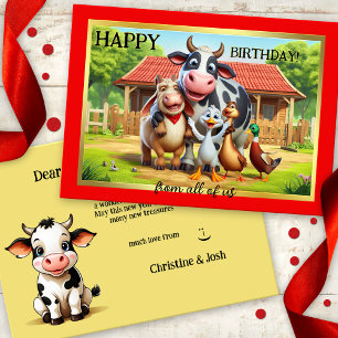 Carte Fun Farm Animaux mignons Anniversaire