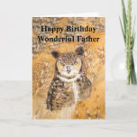 Carte Fun Father the Best Birthday Owday Card<br><div class="desc">Amusant père du meilleur anniversaire    Owl Watercolor Great Grey Owl Bird Art</div>