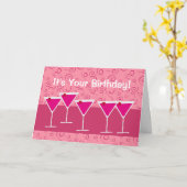 Carte Fun Festive Cocktail Martini verre Anniversaire Bo (Fleur jaune)