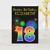 Carte Fun Fireworks + Rainbow Motif "18" Anniversaire # (Fleur jaune)