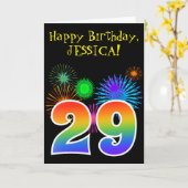 Carte Fun Fireworks + Rainbow Motif "29" Anniversaire # (Fleur jaune)