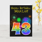 Carte Fun Fireworks + Rainbow Motif "43" Anniversaire # (Fleur jaune)