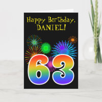 Fun Fireworks + Rainbow Motif "63" Anniversaire #