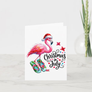 Carte Fun Flamant rose rose Flip Flops Été Noël En J