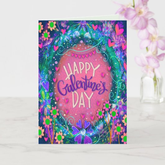 Carte Fun Floral Happy Galentine's Day Joli ami (Orchidée)