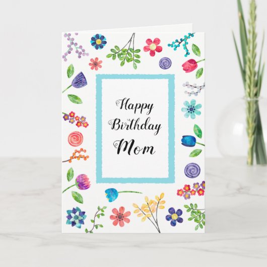 Carte Fun Floral Joyeux Anniversaire Maman ou n'importe  (Devant)