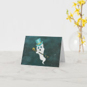 Carte Fun Fun Flottant Ghost dans le ciel Vert Casquette (Fleur jaune)