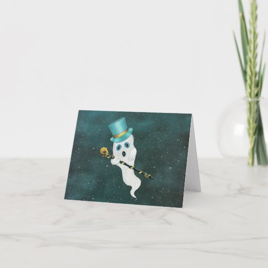 Carte Fun Fun Flottant Ghost dans le ciel Vert Casquette (Devant)