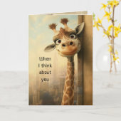 Carte Fun Giraffe Animal Love You Humour (Fleur jaune)