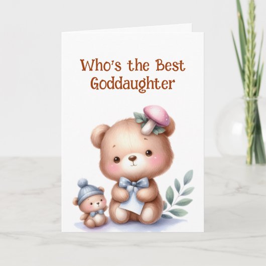 Carte Fun Godgirl Anniversaire mignonne Teddy Bear (Devant)