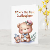 Carte Fun Godgirl Anniversaire mignonne Teddy Bear (Fleur jaune)