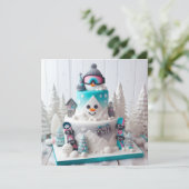 CARTE FUN HIVER SNOWBOARDING THÈME ANNIVERSAIRE DE ENFAN (Debout devant)