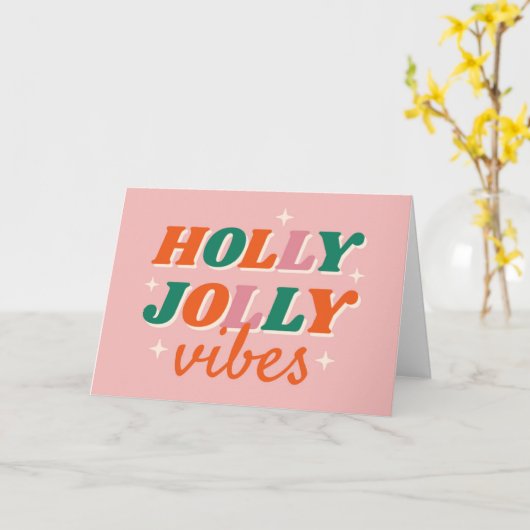 Carte Fun Holly Jolly Vibes Design de Noël (Fleur jaune)