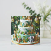 CARTE FUN JUNGLE THEMME ANNIVERSAIRE DE ENFANT LAYER CAK (Debout devant)