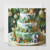 CARTE FUN JUNGLE THEMME ANNIVERSAIRE DE ENFANT LAYER CAK (Devant)