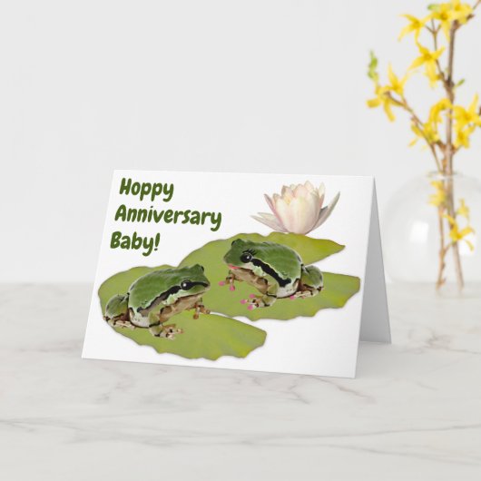 Carte Fun Mariage Anniversaire Frog Couple Lily Pads (Fleur jaune)