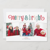 Carte Fun Merry & Bright Red/Green typographie (Devant)