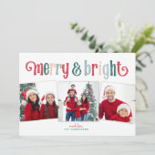 Carte Fun Merry & Bright Red/Green typographie (Debout devant)