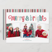 Carte Fun Merry & Bright Red/Green typographie (Devant / Derrière)