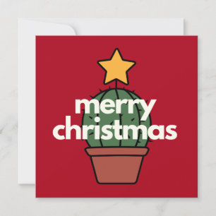 Carte Fun Modern Cactus Merry Christmas Flat Card