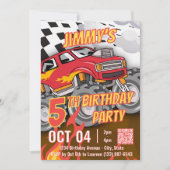 Carte Fun Monster Truck QR Code Birthday Party  (Devant)