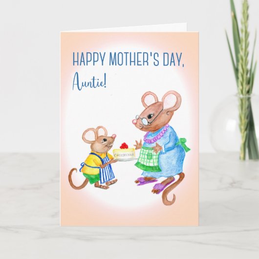 Carte Fun Mother's Day for Auntie with Cute Mice Card (Devant)
