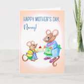 Carte Fun Mother's Day for Nanny with mice Mice Card (Devant)