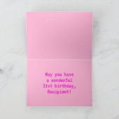 Carte Fun, Nerdy, Geeky, Pink, 8-Bit Style 31st Birthday (Intérieur)