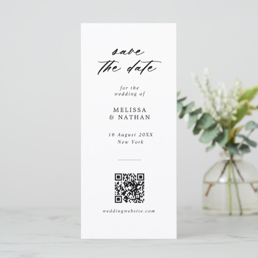 Carte Fun Photobooth Strip QR Code Mariage Enregistrer l (Debout devant)