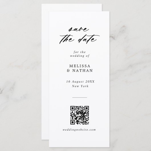 Carte Fun Photobooth Strip QR Code Mariage Enregistrer l (Devant / Derrière)