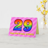 Carte Fun Pink Stripes, Hearts, Rainbow # 29th Birthday (Fleur jaune)