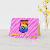Carte Fun Pink Stripes, Hearts, Rainbow # 5e anniversair (Fleur jaune)