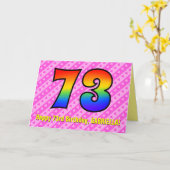 Carte Fun Pink Stripes, Hearts, Rainbow # 73e anniversai (Fleur jaune)