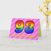 Carte Fun Pink Stripes, Hearts, Rainbow # 93e anniversai (Fleur jaune)