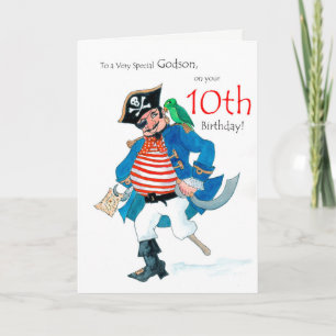 Carte Fun Pirate 10th Birthday Card pour Godson