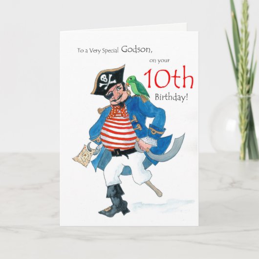 Carte Fun Pirate 10th Birthday Card pour Godson (Devant)