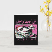 Carte Fun Possum Raccoon Lets Obtenir Trash Street Pink (Fleur jaune)