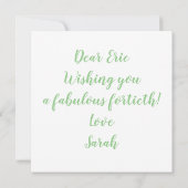 Carte Fun Quarantième Anniversaire (Dos)