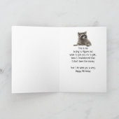 Carte Fun Raccoon n'a pas d'argent pour un cadeau (Intérieur)
