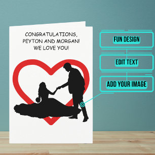 Carte Fun Silhouette Couple Wedding Day Félicitations