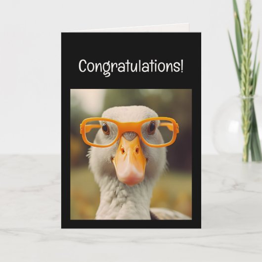 Carte Fun Smart Goose Glasses Congratulations! Grad (Devant)