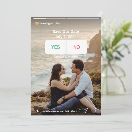 Carte Fun Social Media Oui Non Photo Enregistrer la cart (Debout devant)