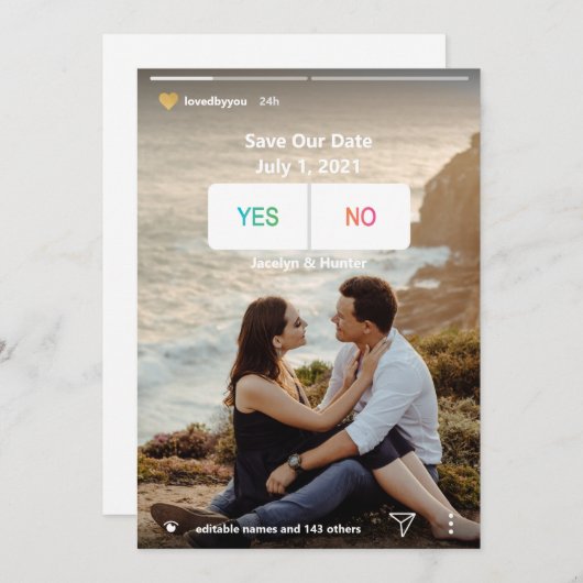 Carte Fun Social Media Oui Non Photo Enregistrer la cart (Devant / Derrière)