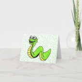 Carte Fun souriant serpent jaune vert gros yeux points (Devant)
