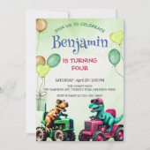 Carte Fun t rex dinosaure tracteur ballon camion ballon (Devant)