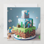 CARTE FUN TECHNO BLOQUE CARRÉ ANNIVERSAIRE DE ENFANT CAK (Devant)