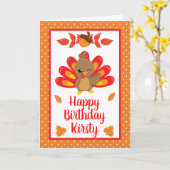 Carte Fun Turquie Thanksgiving Anniversaire (Fleur jaune)