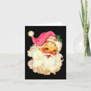 Carte Fun Vintage Pink Santa Claus Design de Noël rose