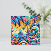 Carte Fun Whimsic Psychedelic Voilier (Debout devant)