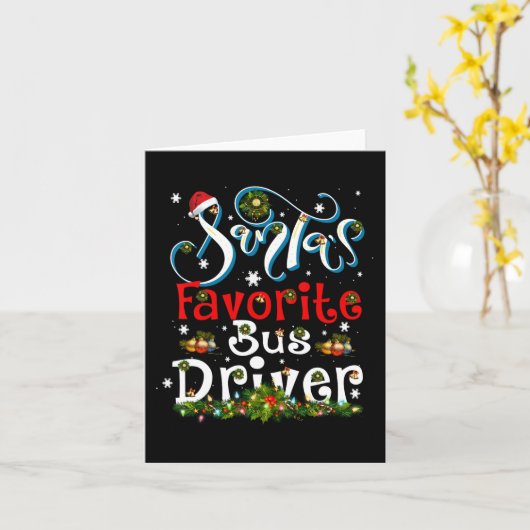 Carte Fun Xmas Lighting Père Noël Favorite Bus Driver Ch (Fleur jaune)